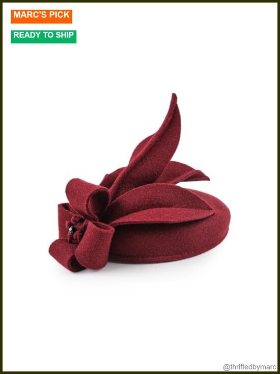 Handmade Wool Beret Hat for Women French Style Floral Side Design Winter main image 4